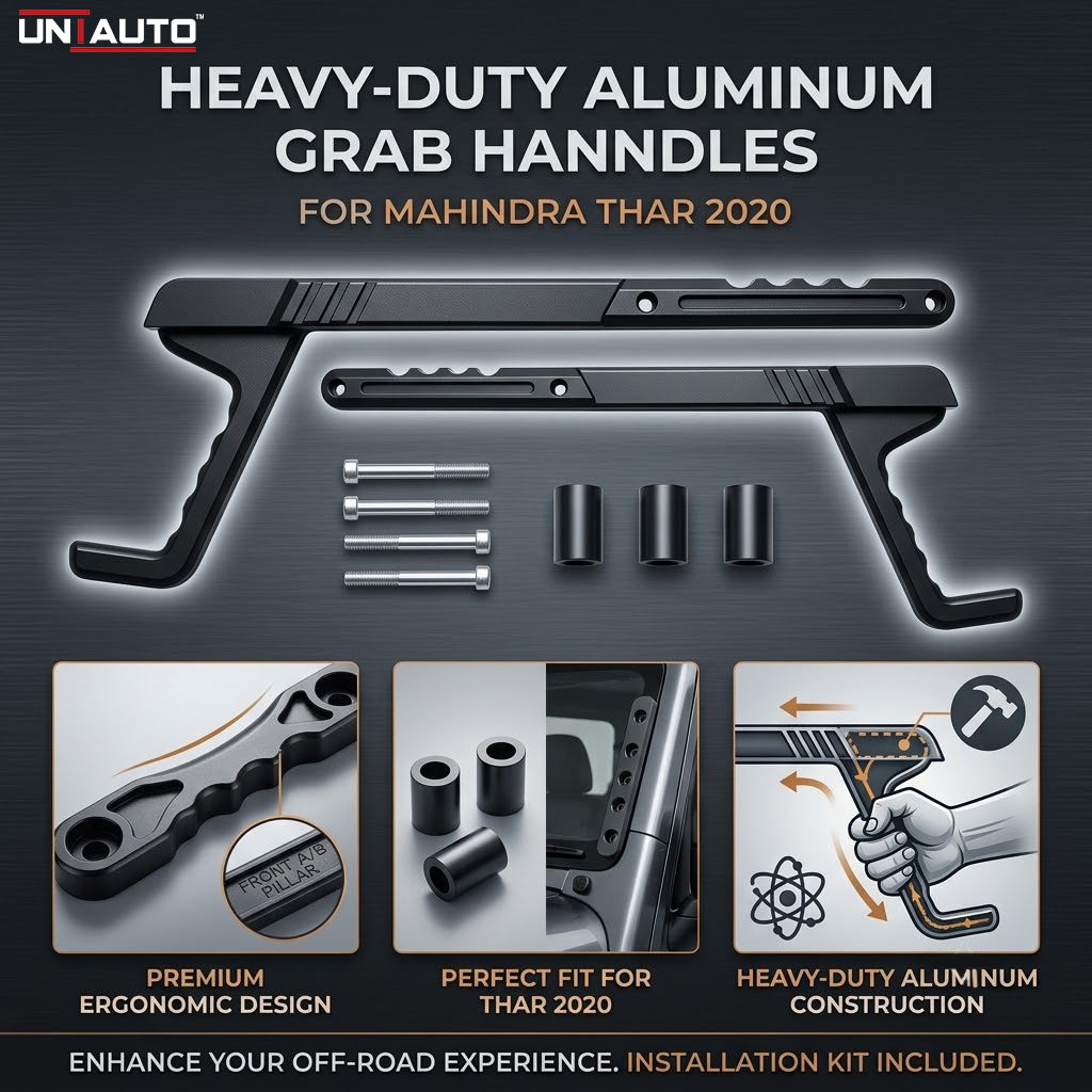 Heavy-Duty Front Aluminum Grab Handle for Mahindra Thar 2020. Ultimate Off-Road Accessory