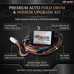 Auto Fold ORVM or Mirror Upgrade kit for Suzuki Ertiga and Toyota Rumion | Install Auto fold ORVM into Base and mid models