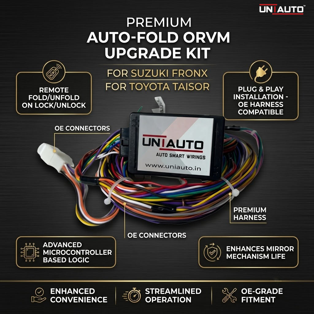 Auto Fold ORVM or Mirror Upgrade kit for Suzuki Fronx and Toyota Taisor | Install Auto fold ORVM into Base and mid models