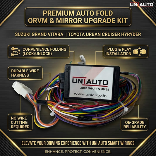Auto Fold ORVM or Mirror Upgrade kit for Suzuki Grand Vitara and Toyota Urban Cruiser Hyryder | Install Auto fold ORVM into Base and mid models