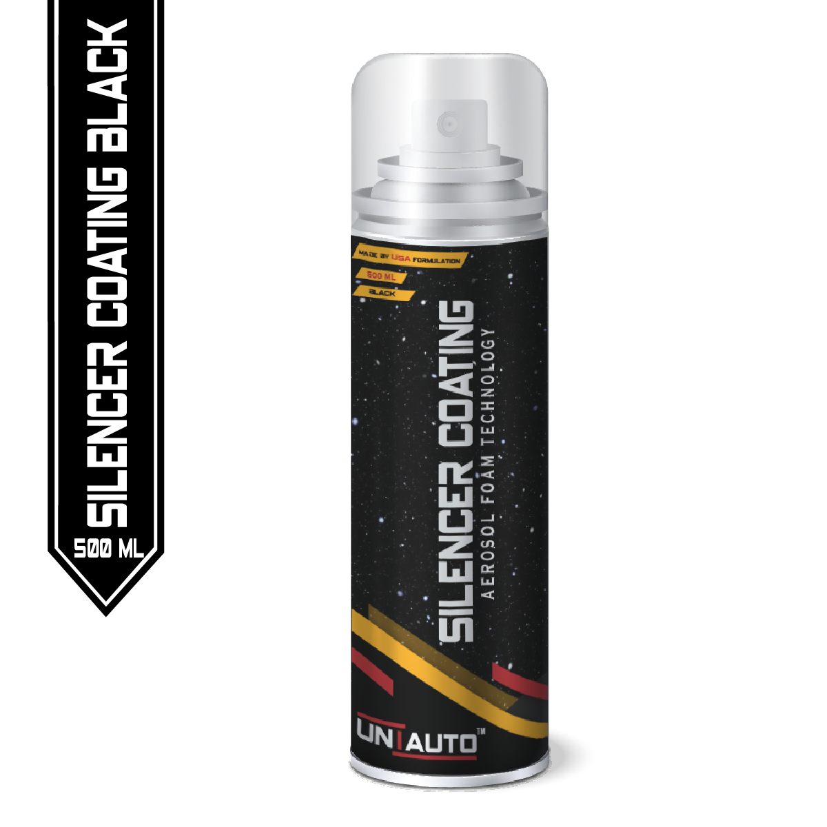 Uniauto Black Silencer Coating – Heat-Resistant Aerosol Spray for Long-Lasting Protection & Shine (500ml)