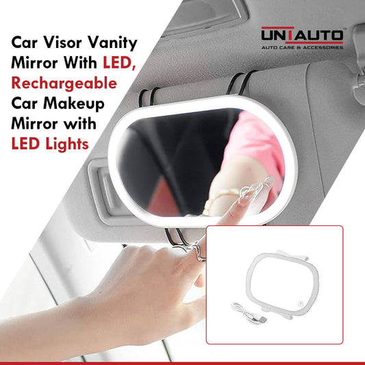 Car Visor Vanity Mirror With LED, Rechargeable Car Makeup Mirror with LED Lights
