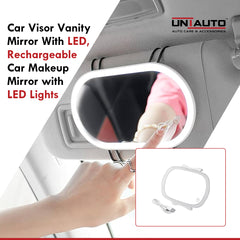 Car Visor Vanity Mirror With LED, Rechargeable Car Makeup Mirror with LED Lights