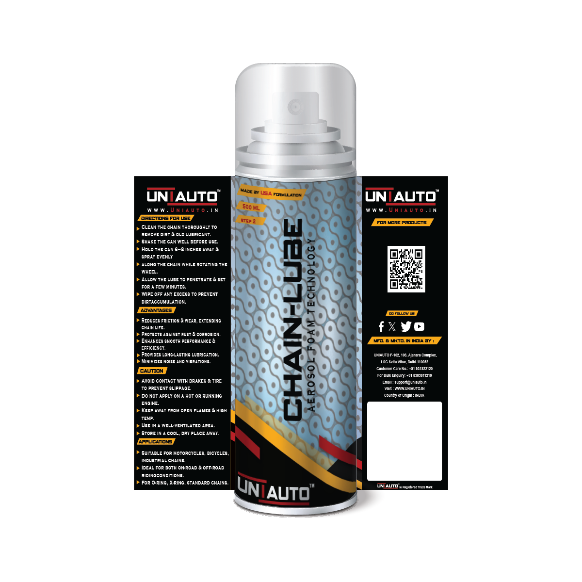 Uniauto Chain Lube – Advanced Aerosol Lubrication for Smooth, Long-Lasting Performance