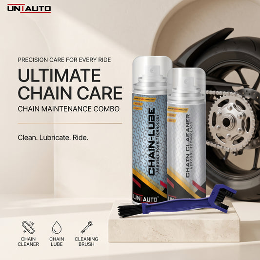 مجموعة صيانة سلاسل الدراجات من Uniauto – منظف السلسلة، ومزلق السلسلة، وفرشاة التنظيف للعناية الكاملة بسلسلة الدراجة