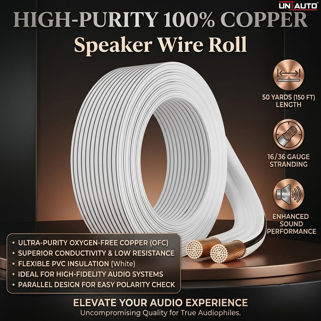 High-Purity 100% Copper Speaker Wire Roll - 50 Yards, 16/36 Gauge | Enhanced Sound Performance