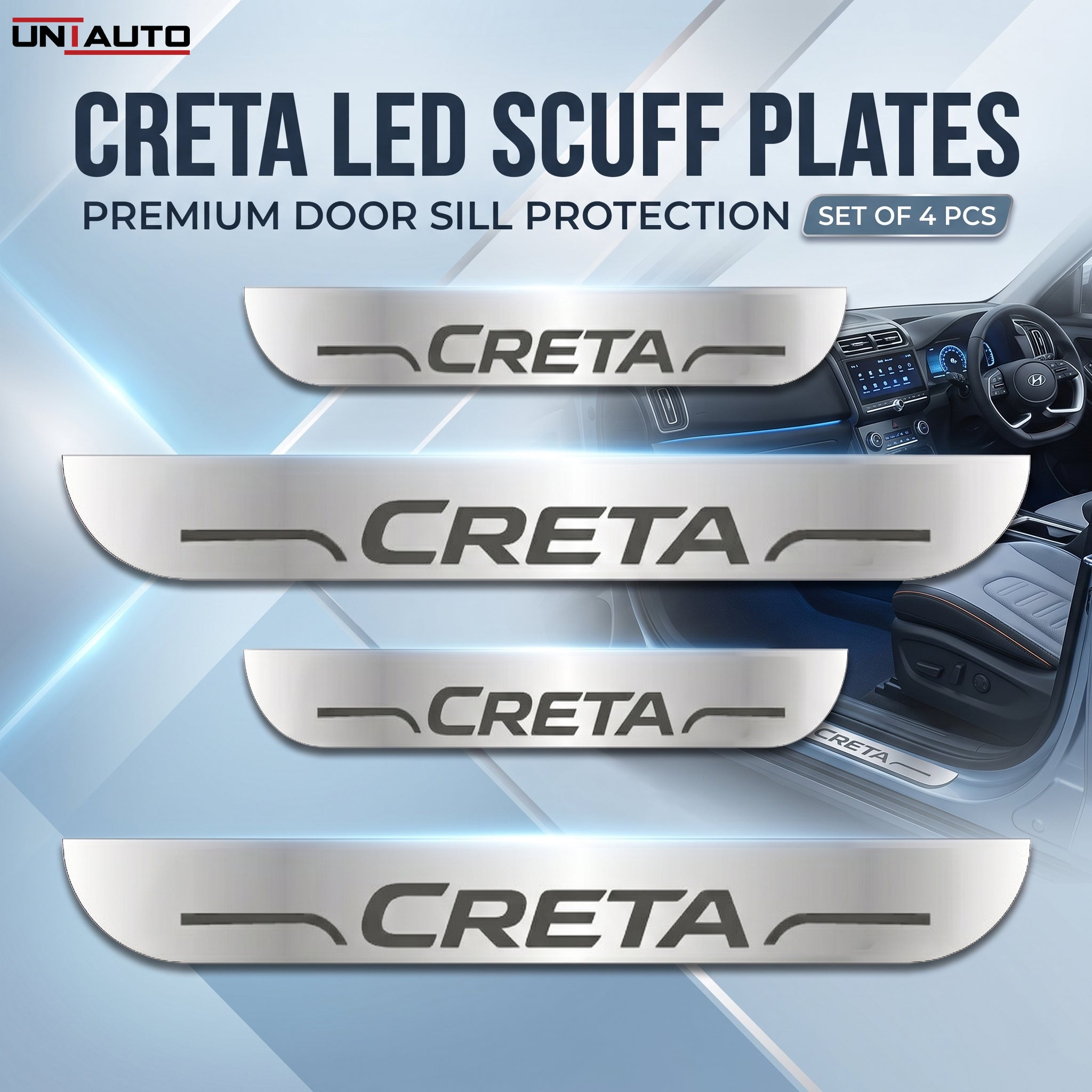 LED Footstep or Scuff Plate for All Hyundai Cars