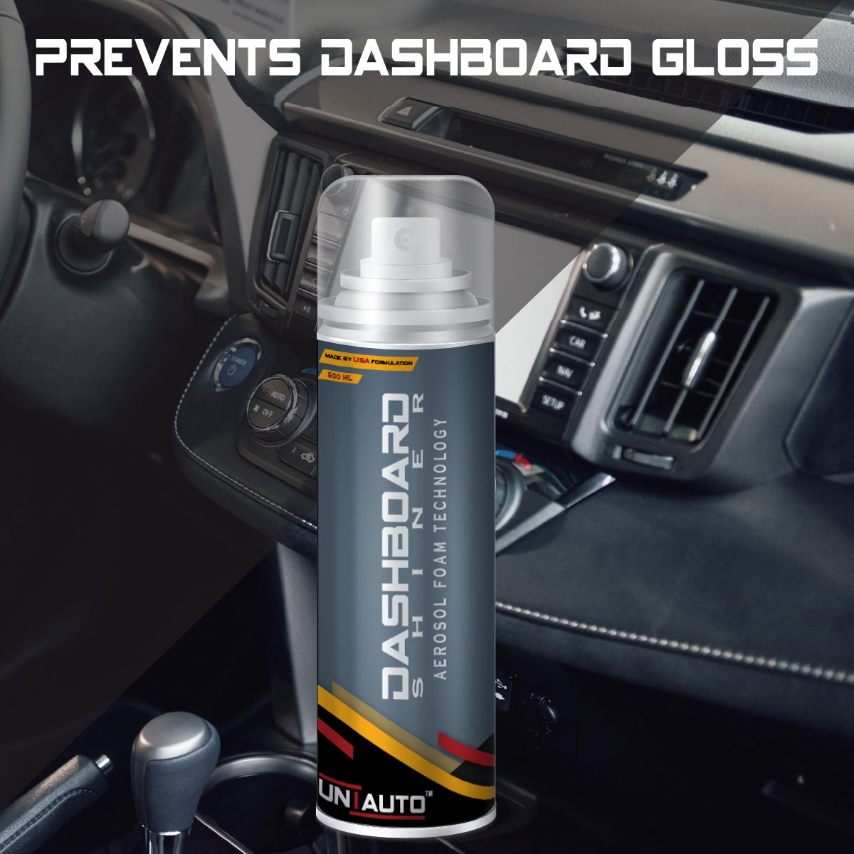 Uniauto Dashboard Shiner – Premium Aerosol Spray for Instant Shine & UV Protection