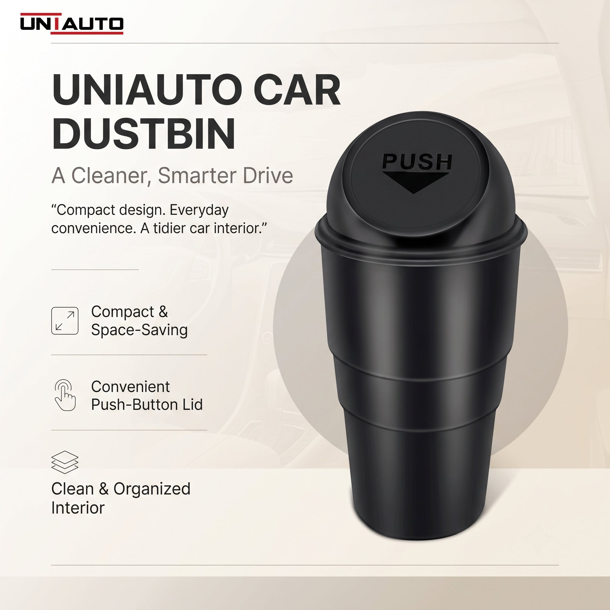 Mini Car Trash Can / Dustbin – Compact Leak-Proof Garbage Bin for Car Interior (Pack of 2)