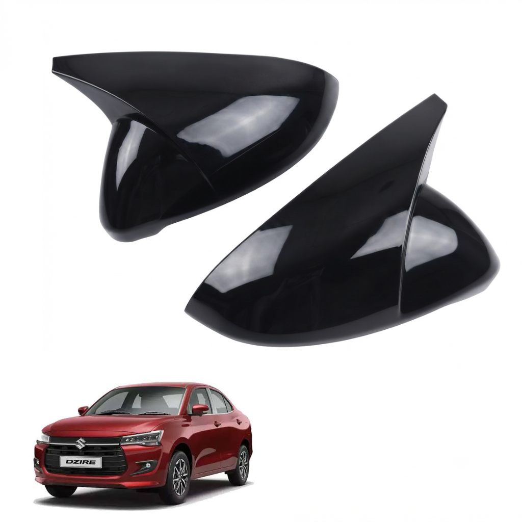 Batman Style ORVM Covers for Maruti Suzuki Swift | Premium Gloss Black Mirror Covers