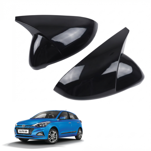 Batman Style ORVM Covers for Hyundai I20 Elite  | Premium Gloss Black Mirror Covers