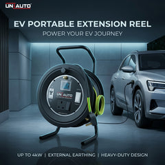 Uniauto EV Portable Extension Reel with External Earthing Mechanism for Portable Chargers (Up to 4kW) – Heavy Duty & Safe Charging Solution