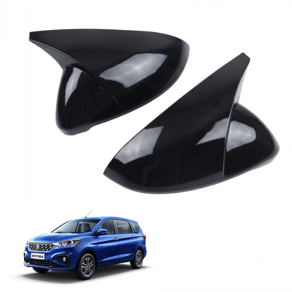 Batman Style ORVM Covers for Maruti Suzuki Ertiga | Premium Gloss Black Mirror Covers