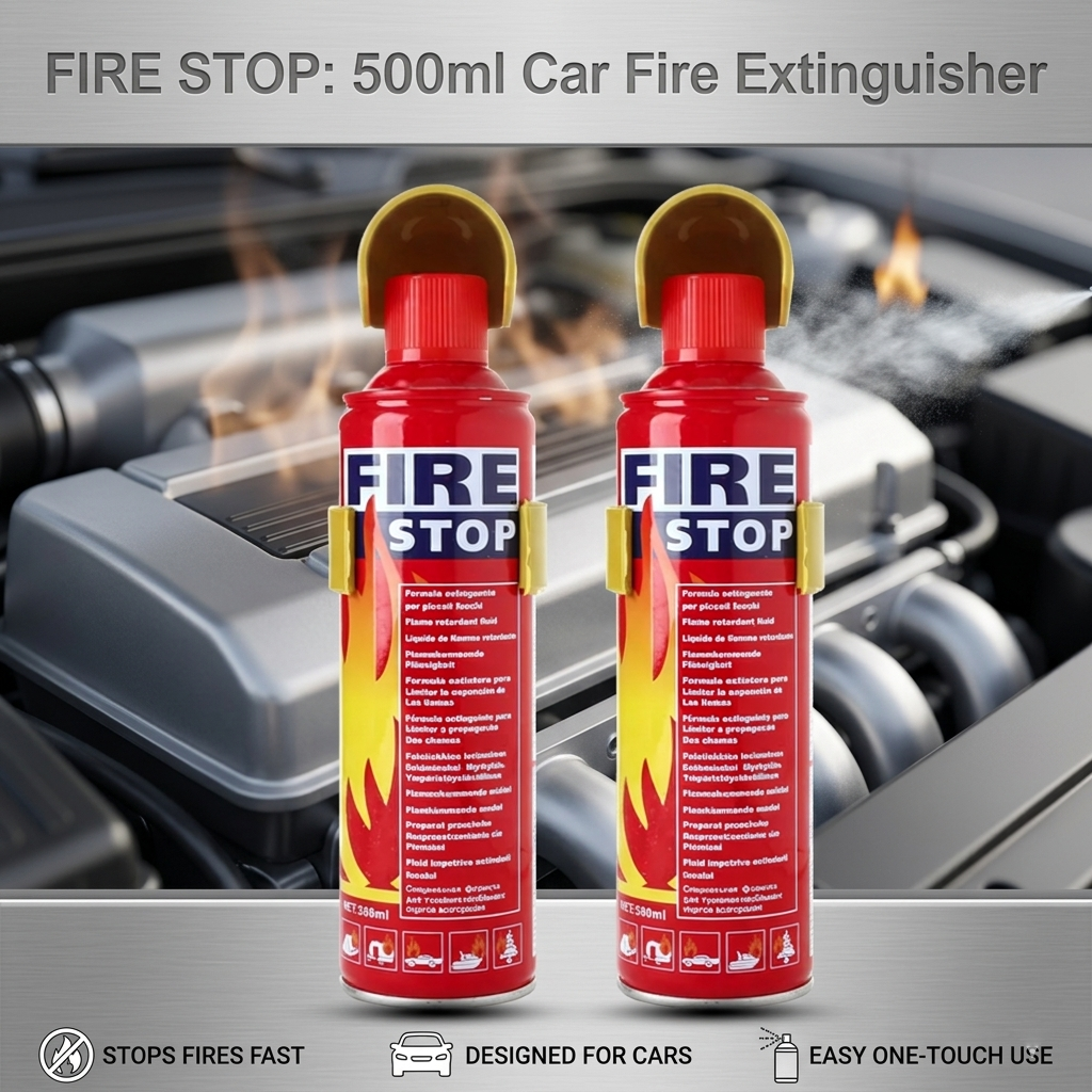 Uniauto Fire Extinguisher Can – Genuine 500ml | Compact Emergency Safety Spray for Cars & Home (Pack of 2)