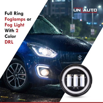 UNIAUTO Full Ring Foglamps or Fog Light With 2 Color DRL