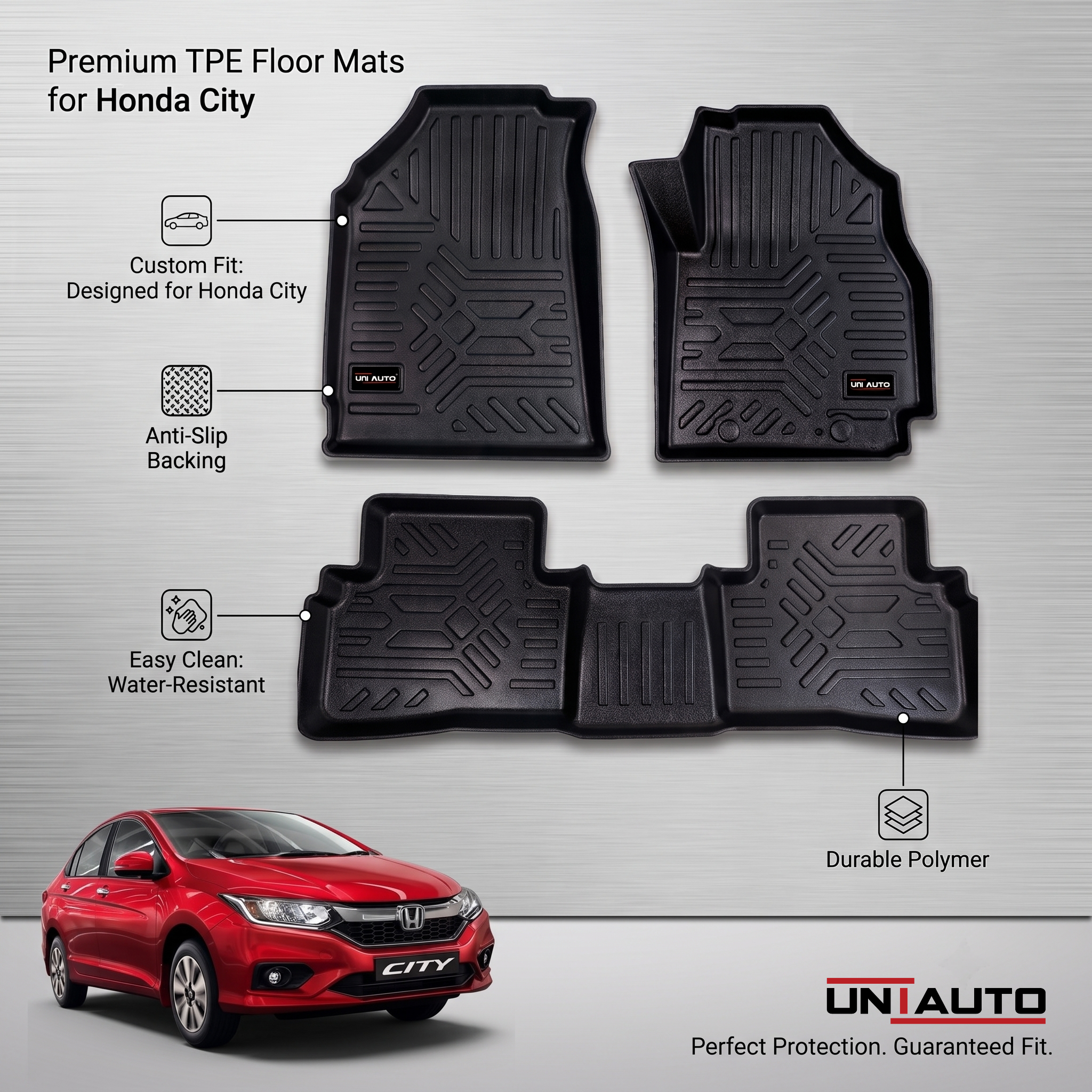 GFX Style Uniauto Tru Fit mats  for Honda City 4th Generation