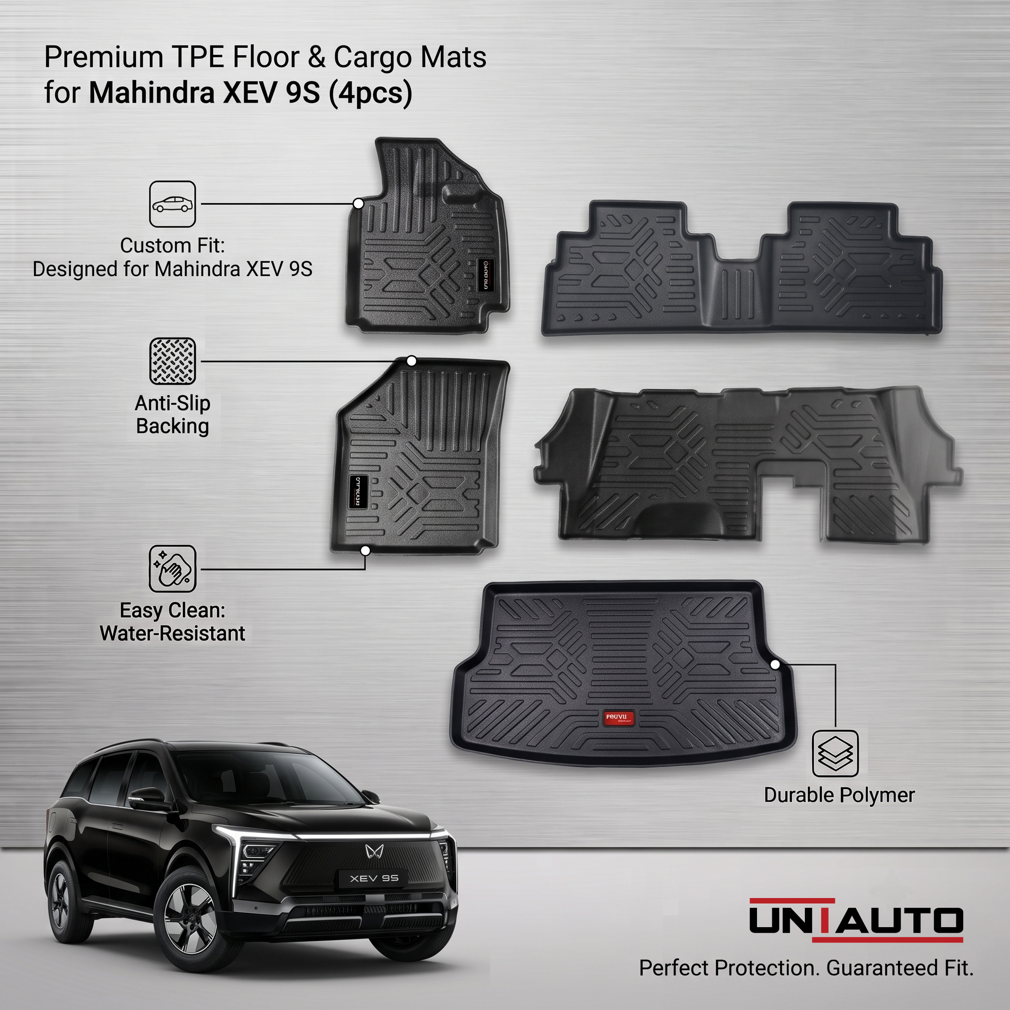 GFX Style Uniauto Tru Fit mats for Mahindra XEV9S