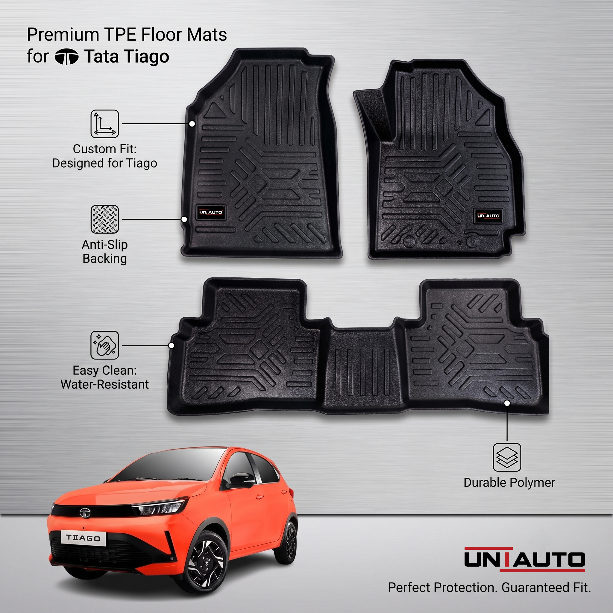 GFX Style Uniauto Tru Fit mats for TATA Tiago 2026 onwards