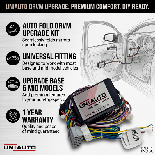 Auto Fold ORVM or Mirror Upgrade kit Universal Fitting | Install Auto fold ORVM into Base and mid models | 1 year warranty