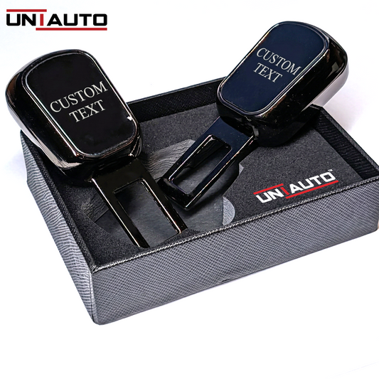 Uniauto customizable 2 in 1 Premium Alarm Stopper and Belt Holder| Black | Seat Belt Buckle