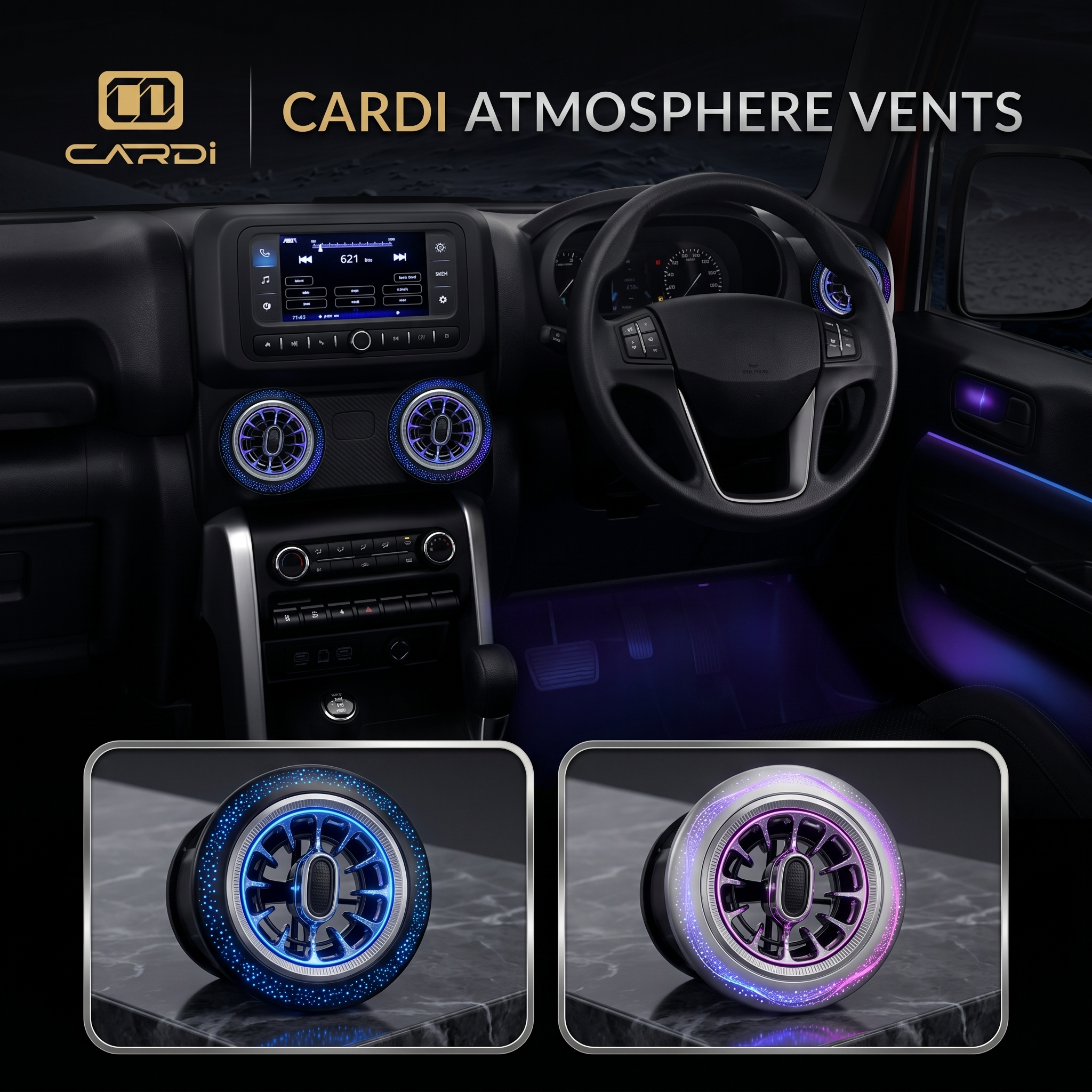 Cardi Ambient Smart LED AC Vent Kit for Thar & Thar Roxx, 8-in-1 Atmosphere Lamp K4 Plus with App Control