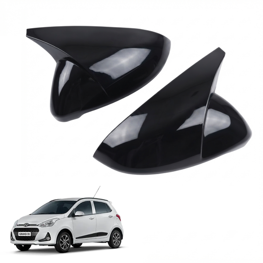 Batman Style ORVM Covers for Hyundai Grand I10 | Premium Gloss Black Mirror Covers