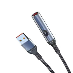 HyperLink 3 in 1 USB Data Cable with a C-Type Port, Lightning Port and Cigarette Lighter | 120W Compatible | Threaded Cable |