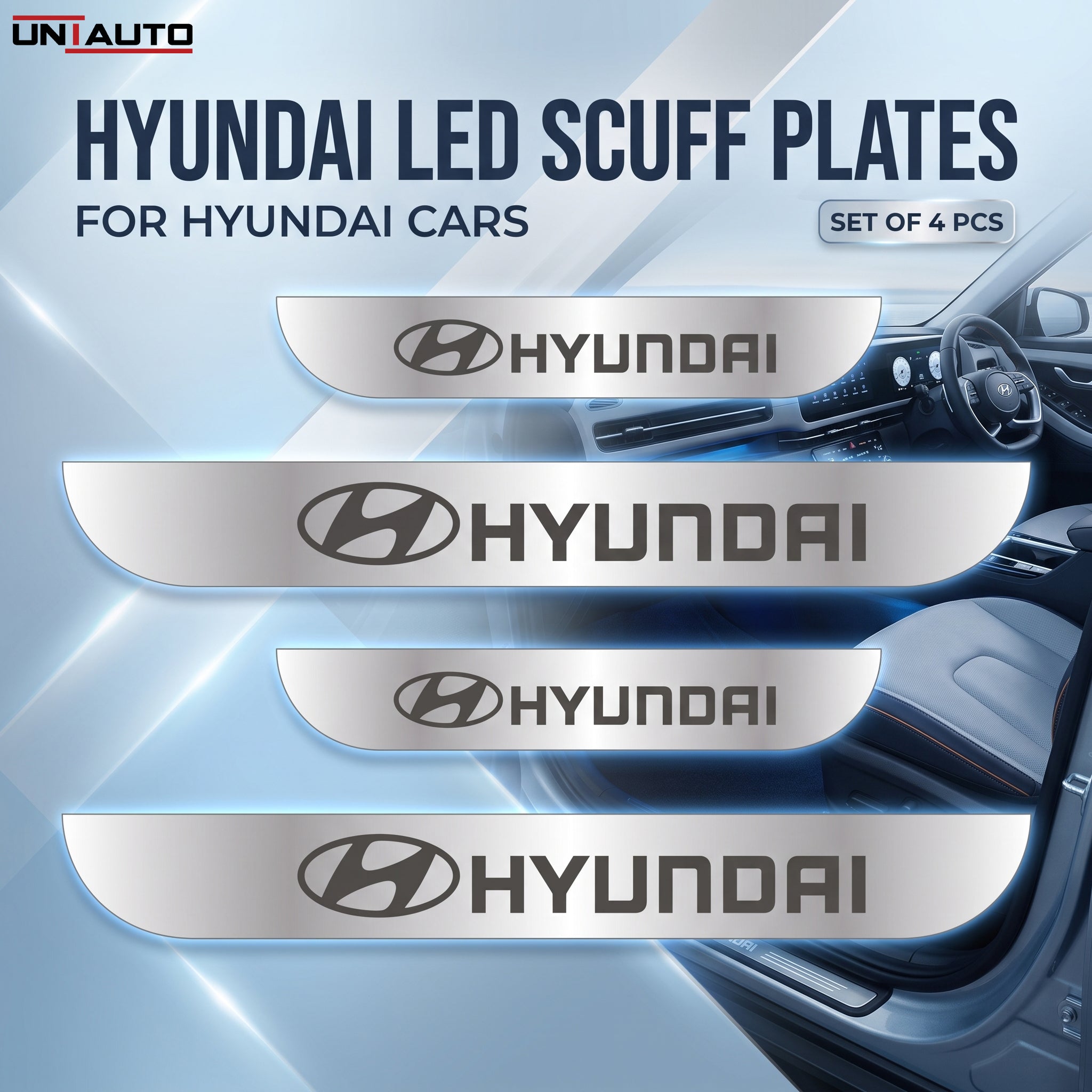 LED Footstep or Scuff Plate for All Hyundai Cars