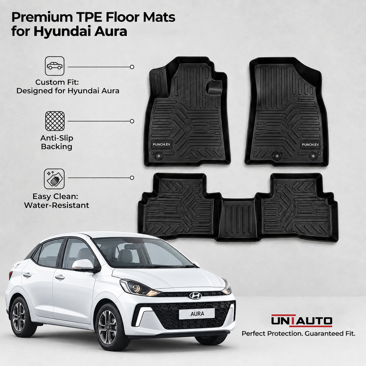GFX Style Uniauto Tru Fit mats for Hyundai Aura