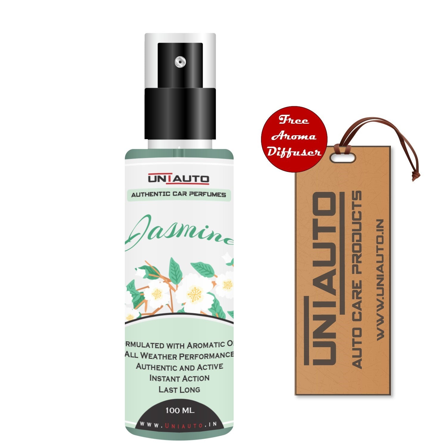 Uniauto Jasmine – Luxurious Car Perfume for a Soothing and Floral Aroma – 100ml