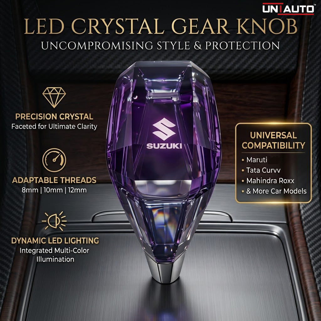 LED Gear Knob - Crystal | 8mm, 10mm, and 12mm Threads | For all Cars including 3XO, Curvv, Roxx and More
