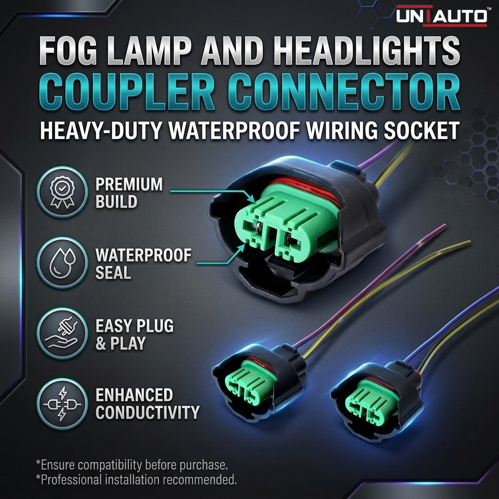 Fog Lamp and Headlights Coupler Connector – Heavy Duty Waterproof Wiring Socket for Car Fog Lights  and Headlights