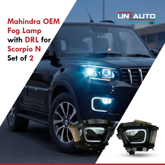 Mahindra OEM Fog Lamp with DRL For Scorpio N - 2 Fog Lamp | 2 Bezzel | 1 Wiring Harness