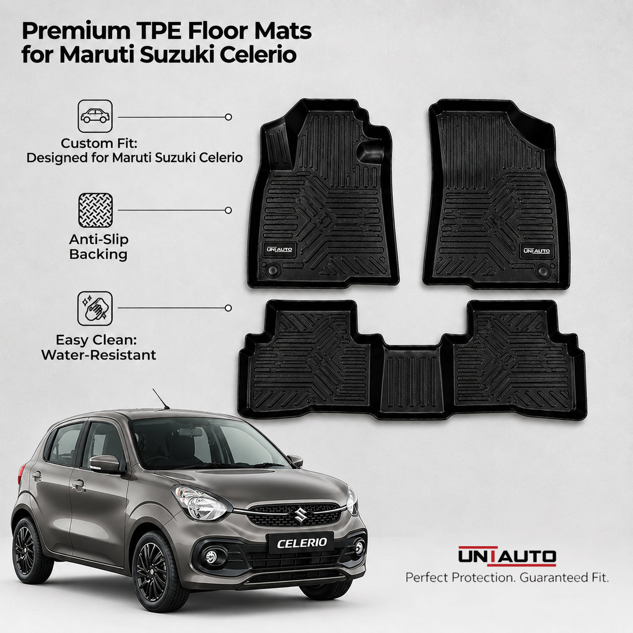 GFX Style Uniauto Tru Fit mats for Maruti Suzuki Celerio 2021 onwards