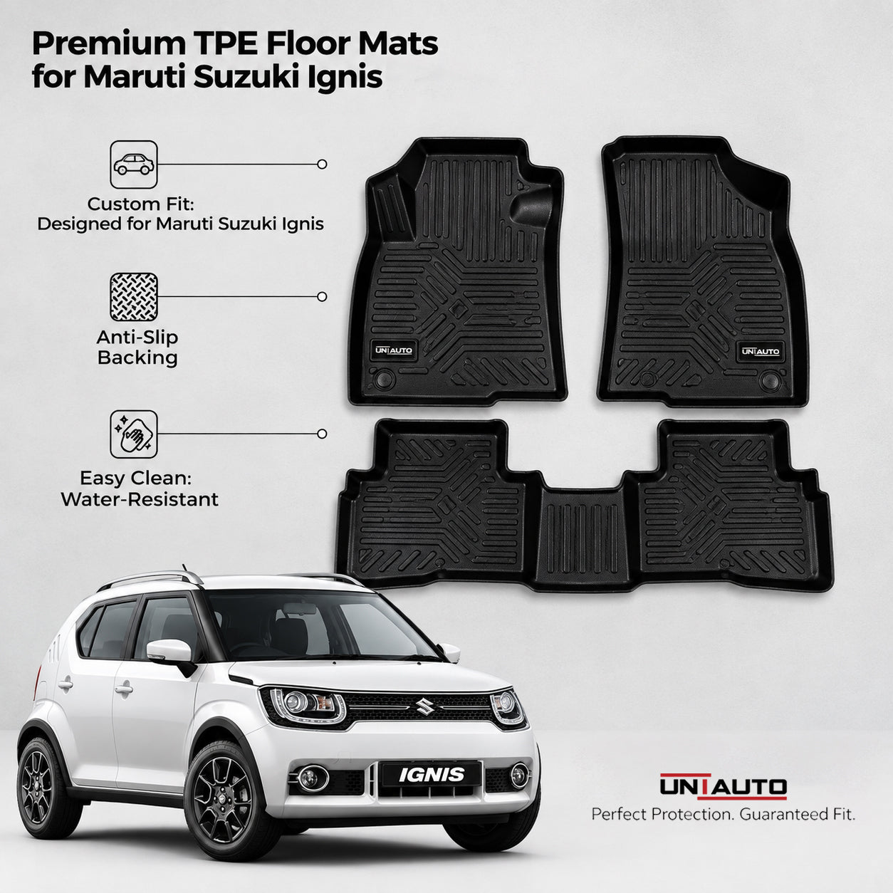 دواسات Uniauto Tru Fit بنمط GFX لسيارة ماروتي سوزوكي إيجنيس