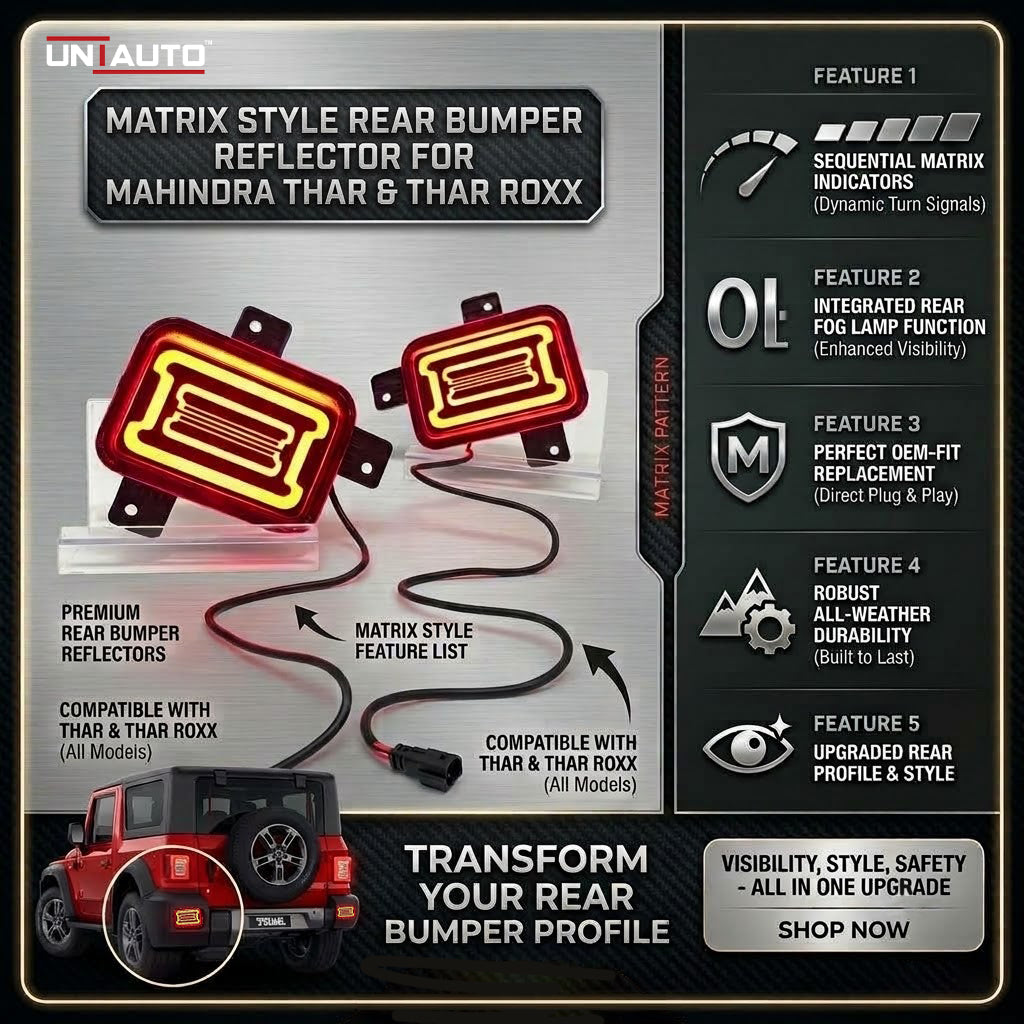 Matrix Style Rear Bumper Reflector for Mahindra Thar and Thar Roxx