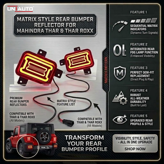 Matrix Style Rear Bumper Reflector for Mahindra Thar and Thar Roxx