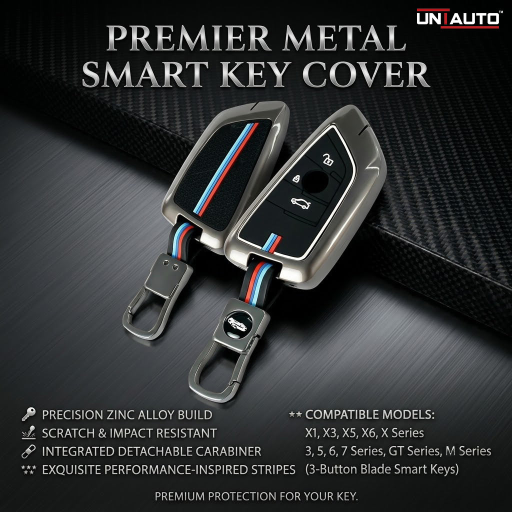 Metal Key Cover for B.M.W X1, X3, X6, X5, 3 Series, 5 Series, 6 Series, 7 Series, GT Series, M, X Series, 3 Button Blade Smart Key (3 Button)