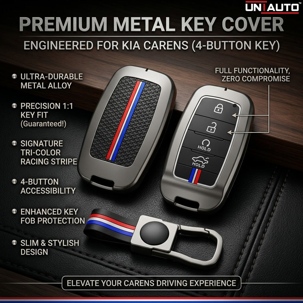 Metal Key Cover for KIA Carens - 4 Button Key