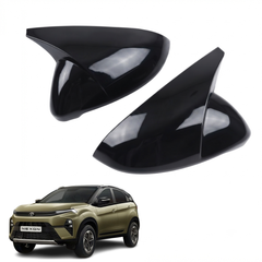 Batman Style ORVM Covers for TATA Nexon | Premium Gloss Black Mirror Covers