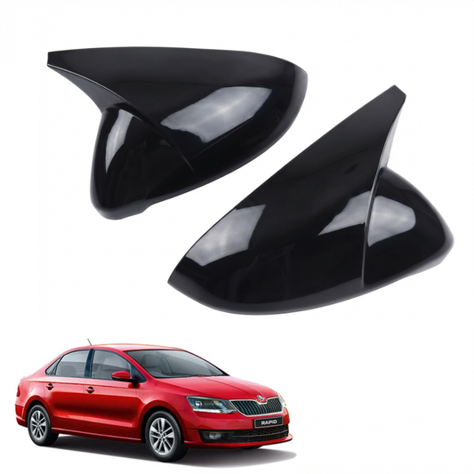 Batman Style ORVM Covers for Volkswagen Rapid  | Premium Gloss Black Mirror Covers