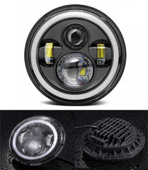 LED Full Ring Dual color DRL 110-watt Headlight for Mahindra Thar 2020 | High Beam | Low Beam | White DRL | Yellow Indicator