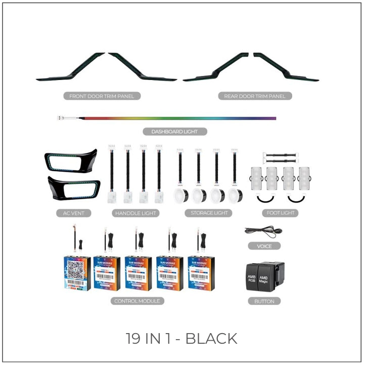 Cardi Ambient Smart LED Specific fit Kit for Toyota Innova Hycross with App Control