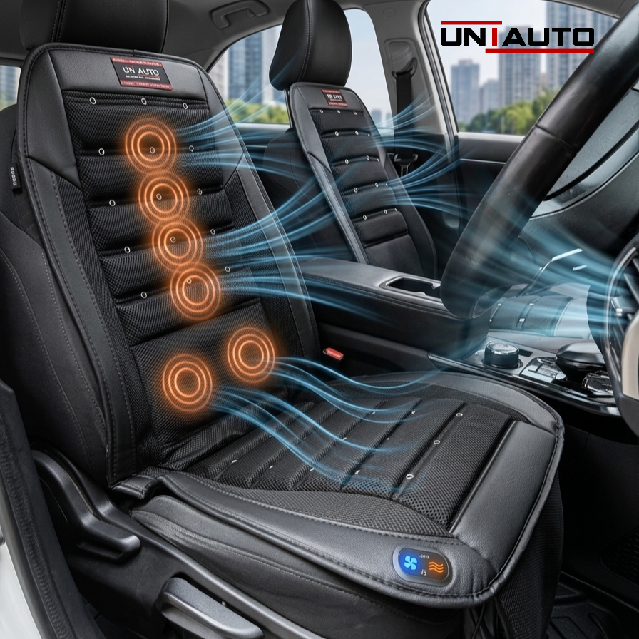 Universal Car Seat Ventilation & Massage Cushion with Cooling Fan | 12V Seat Cooler for All Cars & SUVs