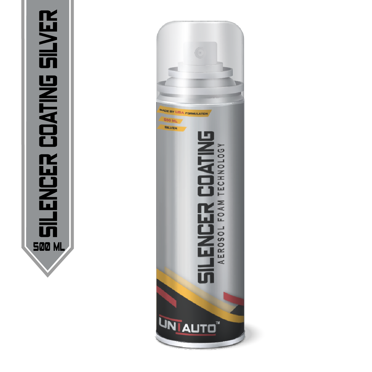 Uniauto Silver Silencer Coating - Aerosol Technology (500ml) | Heat-Resistant Anti-Rust Protection for Silencers