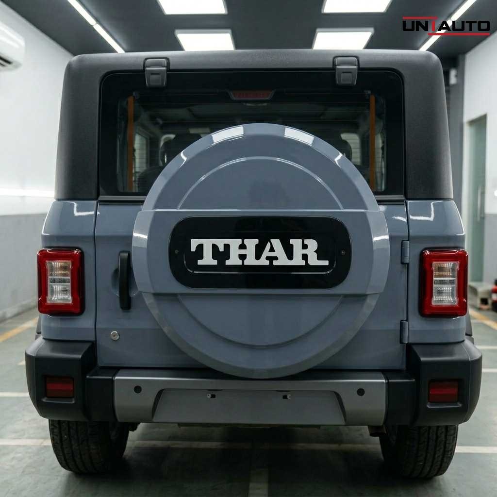 Uniauto LED Stepney Cover for Mahindra Thar | Premium Rear Wheel Cover with illuminated LOGO