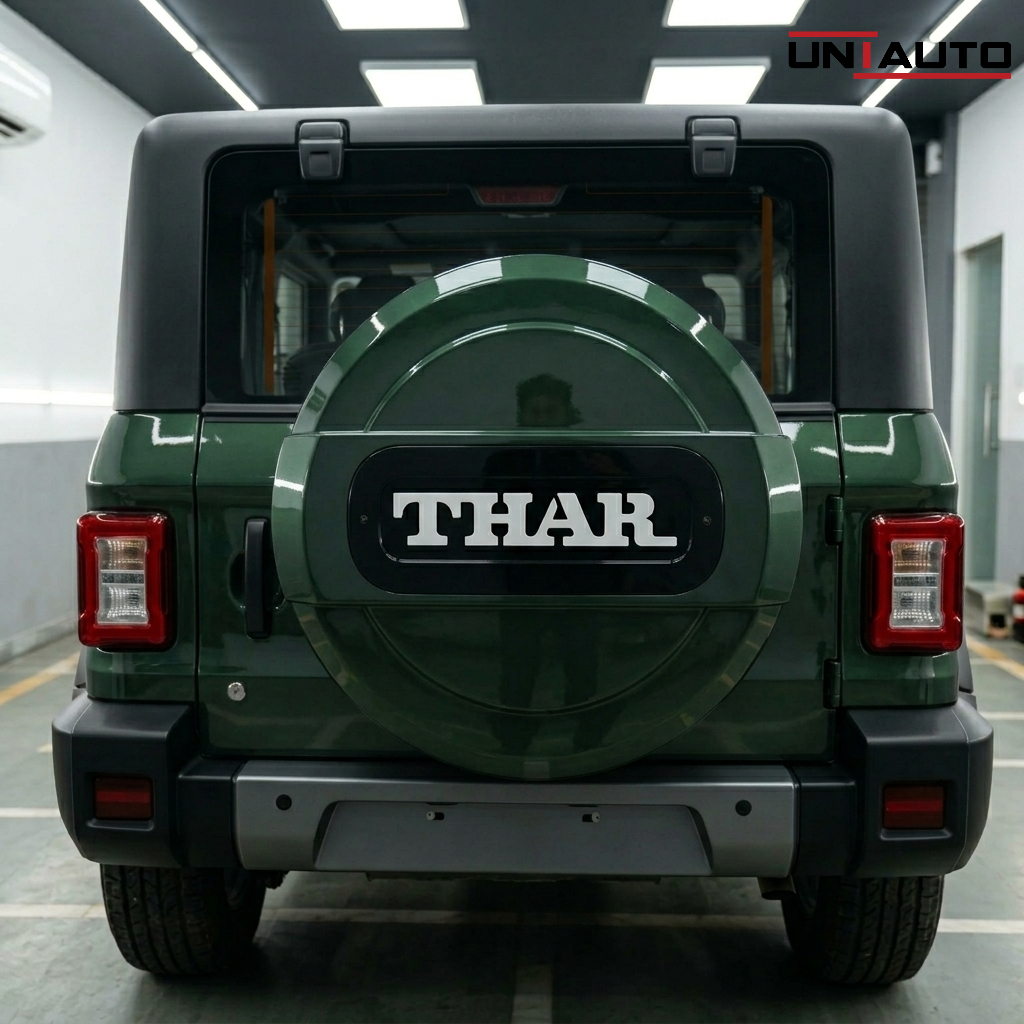 Uniauto LED Stepney Cover for Mahindra Thar | Premium Rear Wheel Cover with illuminated LOGO