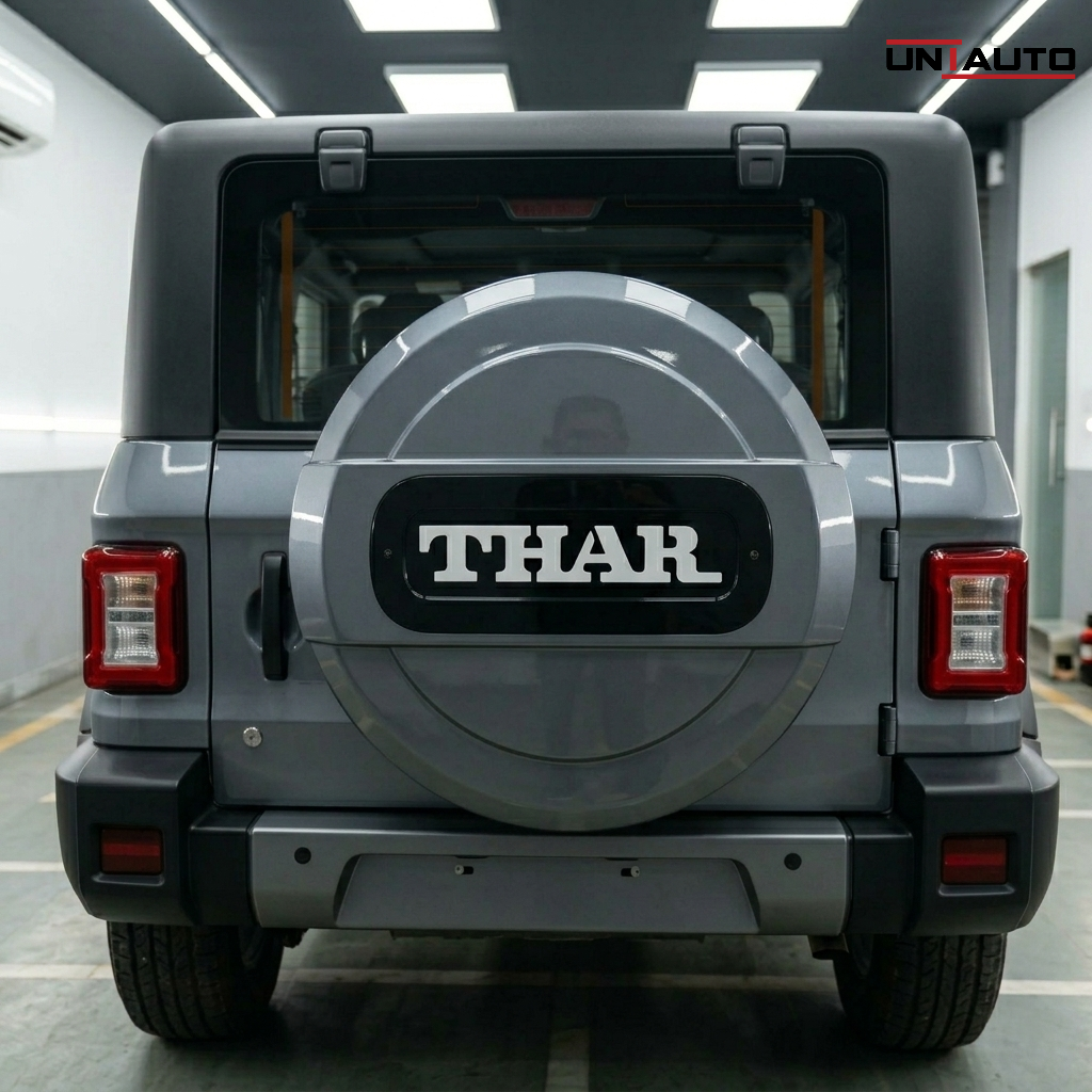Uniauto LED Stepney Cover for Mahindra Thar | Premium Rear Wheel Cover with illuminated LOGO