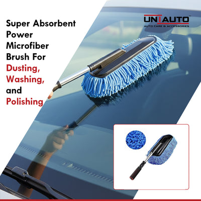 Uniauto Super Absorbent Power Microfiber Brush – Multi-Purpose Car Cleaning Tool for Interior & Exterior Dusting, Washing, and Polishing