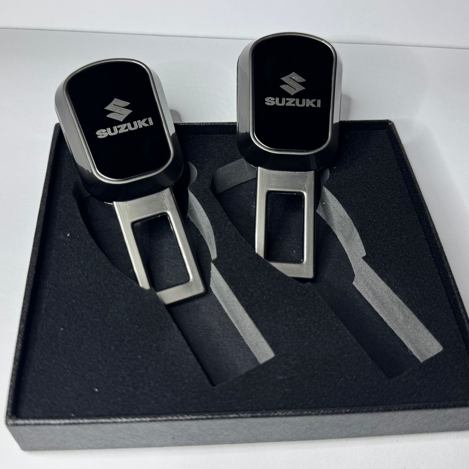 Uniauto 2 in 1 Premium Alarm Stopper and Belt Holder| Black | Seat Belt Buckle